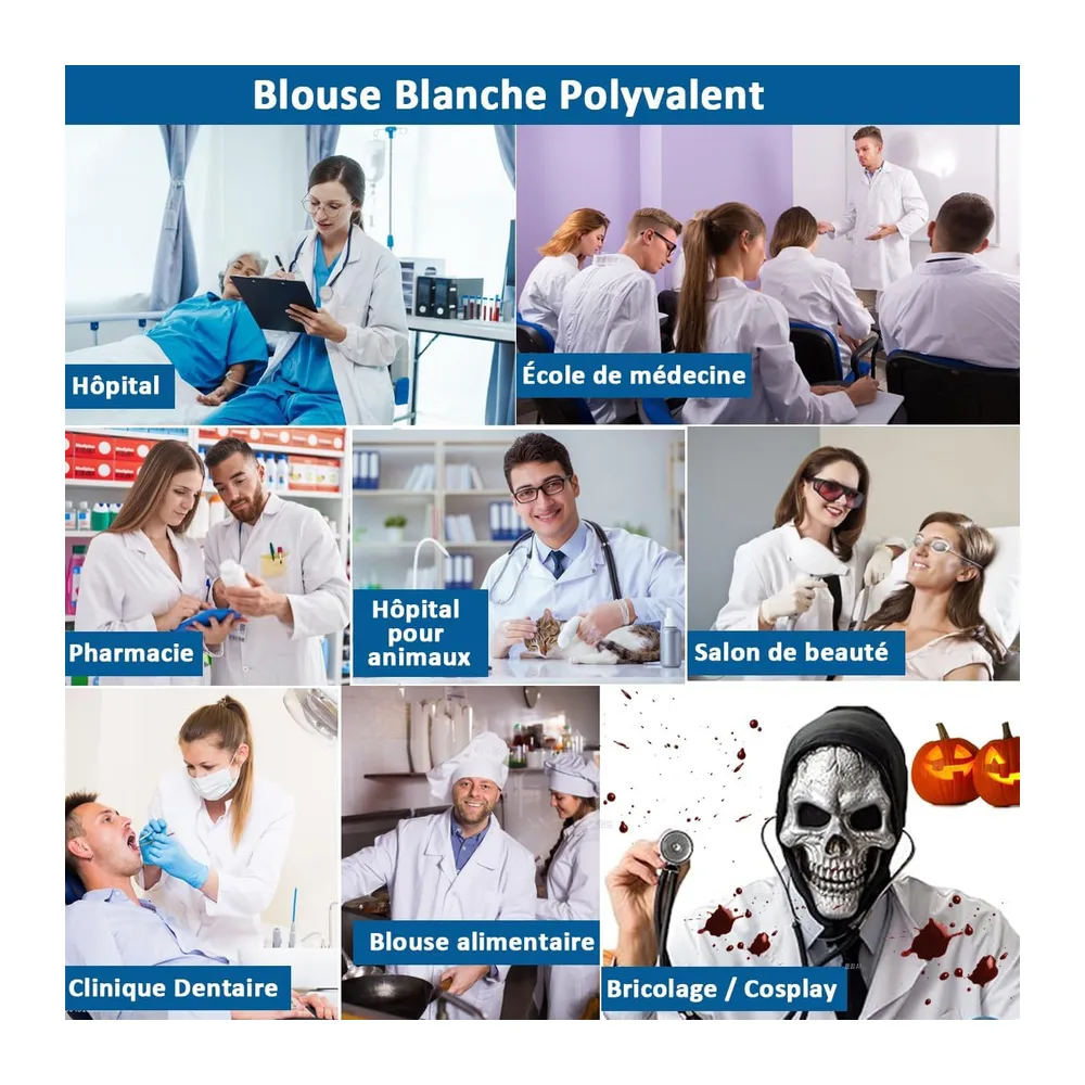 Blouse Blanche Chimie Lycee Coton Blouse Chimie Blouse Medicale, Blouse — Blanc