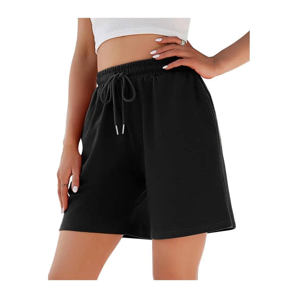 Short Sport Short de Sport Pantalon de Jogging Court Taille Haute Short de — A-noir