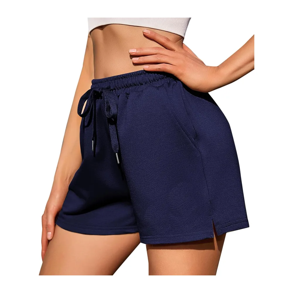 Sports Shorts Casual Pants with Pockets Short Summer Breathable and — Bleu Foncé