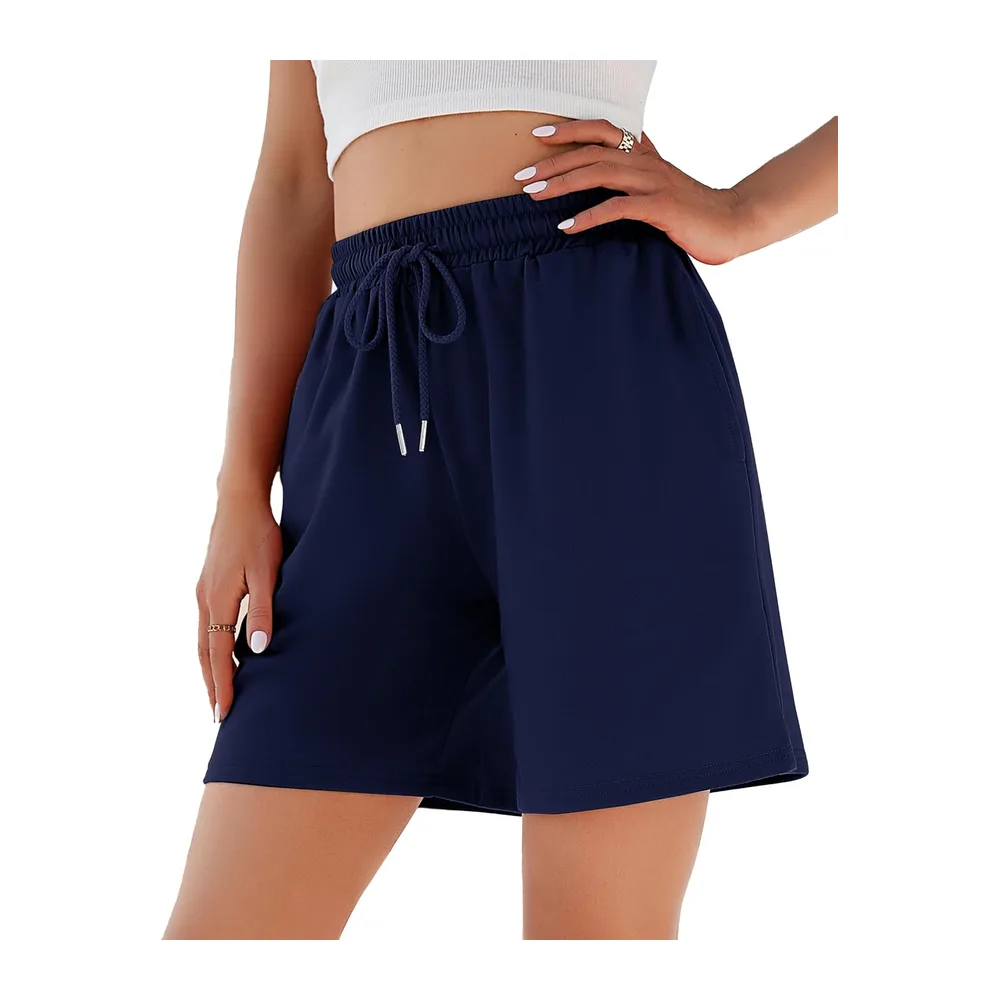 Short Sport Short de Sport Pantalon de Jogging Court Taille Haute Short de — Bleufoncé