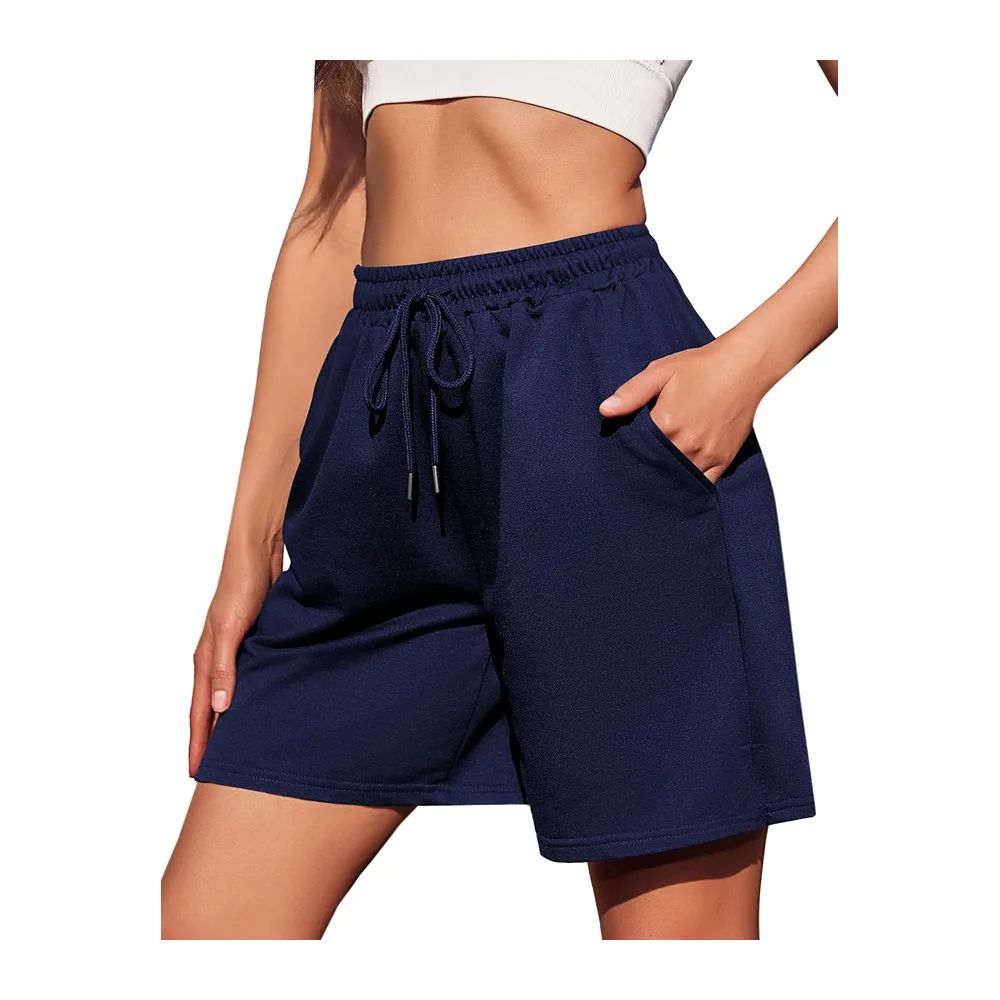 Summer Sports Shorts High Waist Jogging Shorts with Pocket — Bermudes - Bleu Marine