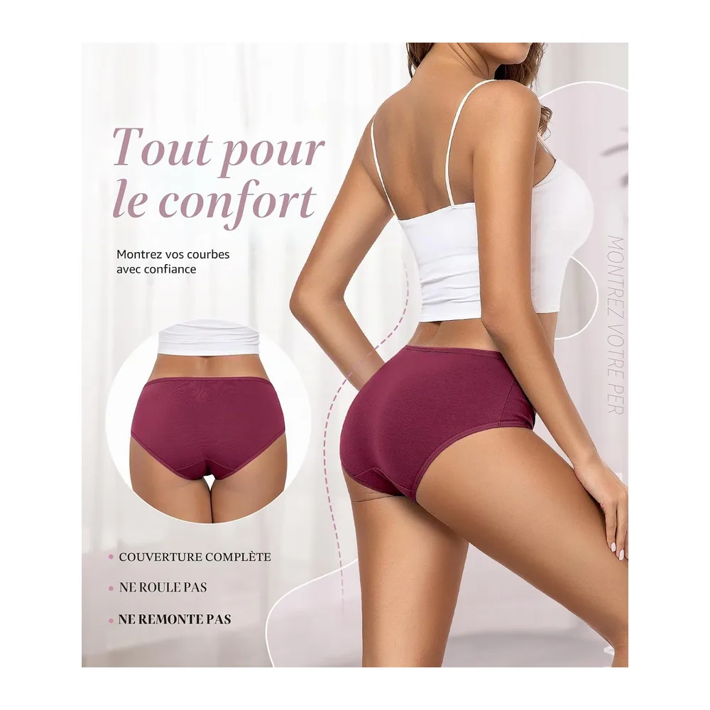 Culottes Coton Élasticité Taille Moyenne Confort Respirant — Culotte Coton X 6