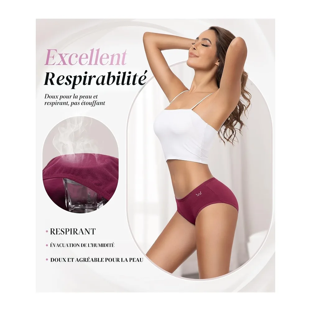 Culottes Coton Élasticité Taille Moyenne Confort Respirant — Culotte Coton X 6