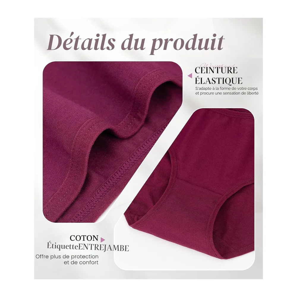 Culottes Coton Élasticité Taille Moyenne Confort Respirant — Culotte Coton X 6
