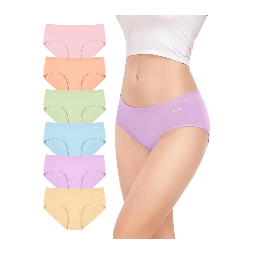 Culottes Coton Élasticité Taille Moyenne Confort Respirant — Culotte - Tons Clairs × 6