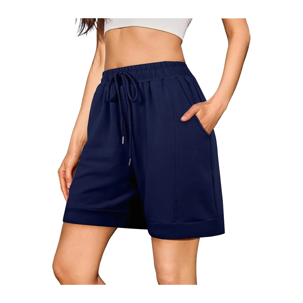 Cotton Sports Short Jogging Trousers with Pockets — Sports - Bleu Foncé