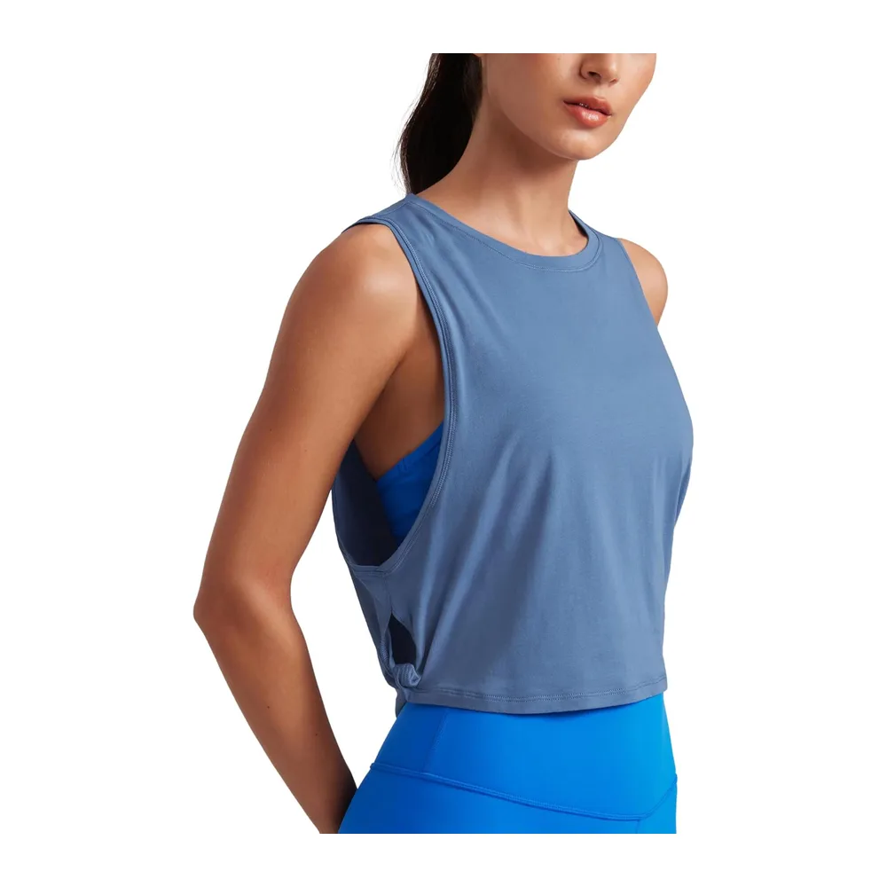 Coton Pima Débardeur Épaules Larges — Bleu D'encre