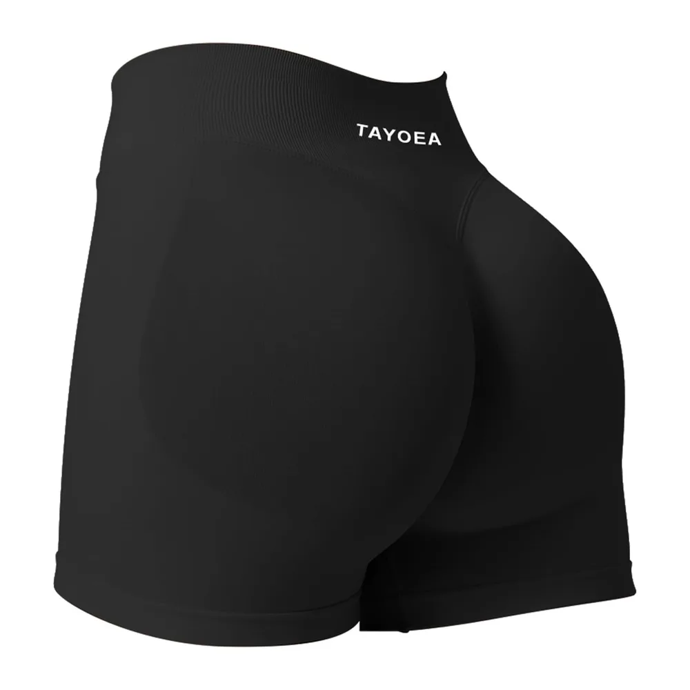 Short de Sport Scrunch Pantalon de Sport Court Push Up Court Butt Lifting Gym — Noir