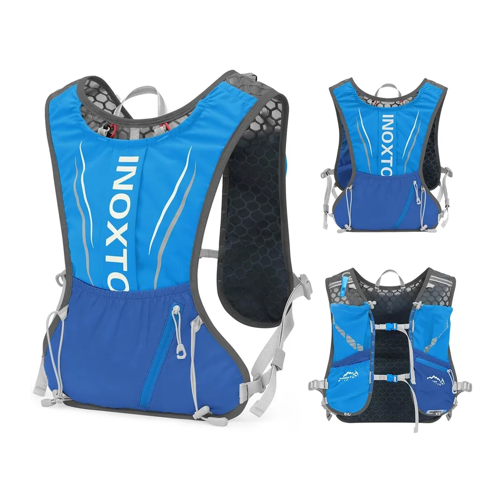 INOXTO Sac d'hydratation léger 5L,adapté à la randonnée en Plein air,Marathon — Bleu