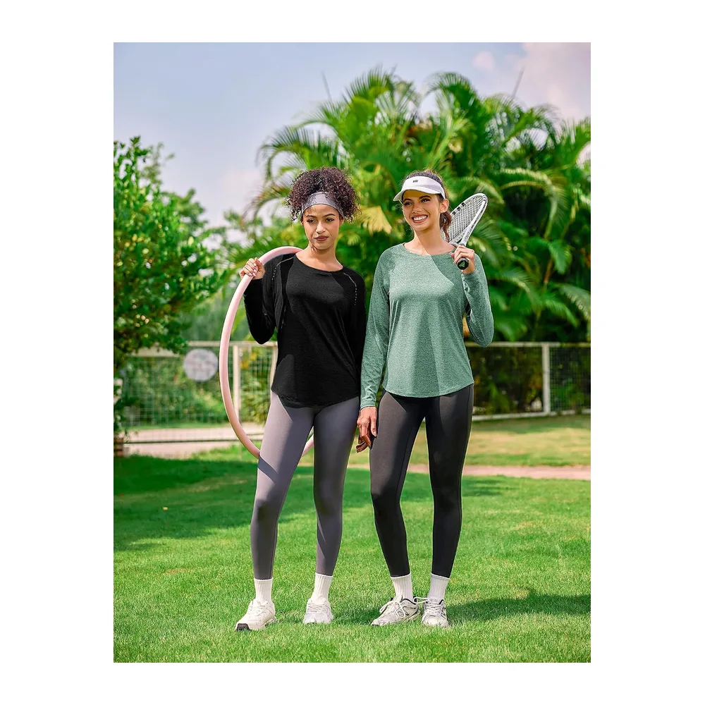 Sports T-Shirt V-Neck Long Sleeve Quick Dry — Noir
