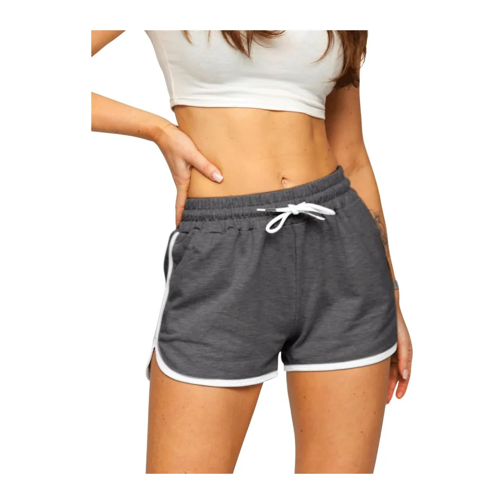 Sport Yoga Fitness Coton Shorts Gym Running Bodybuilding Shorts mi — Gris Foncé