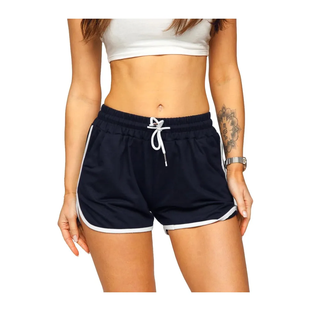 Sport Yoga Fitness Coton Shorts Gym Running Bodybuilding Shorts mi — Bleu Marine