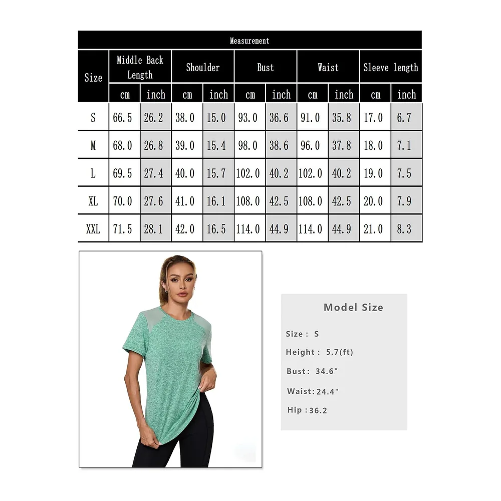 T-Shirt Mesh Back Breathable Top Fitness Yoga Loose Fit Casual Quick Dry T-Shirt — Vert