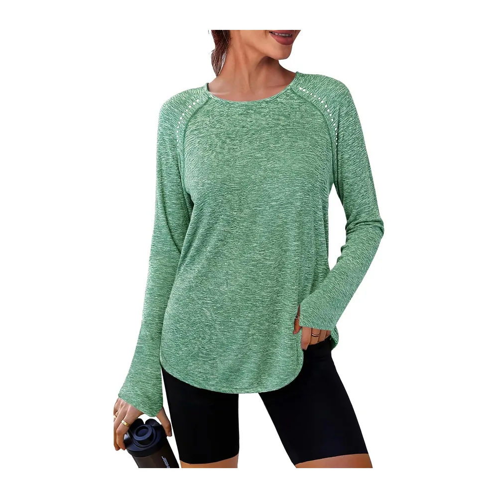 Long Sleeve Round Neck UPF 50+ Soft Anti-UV T-Shirt — Vert
