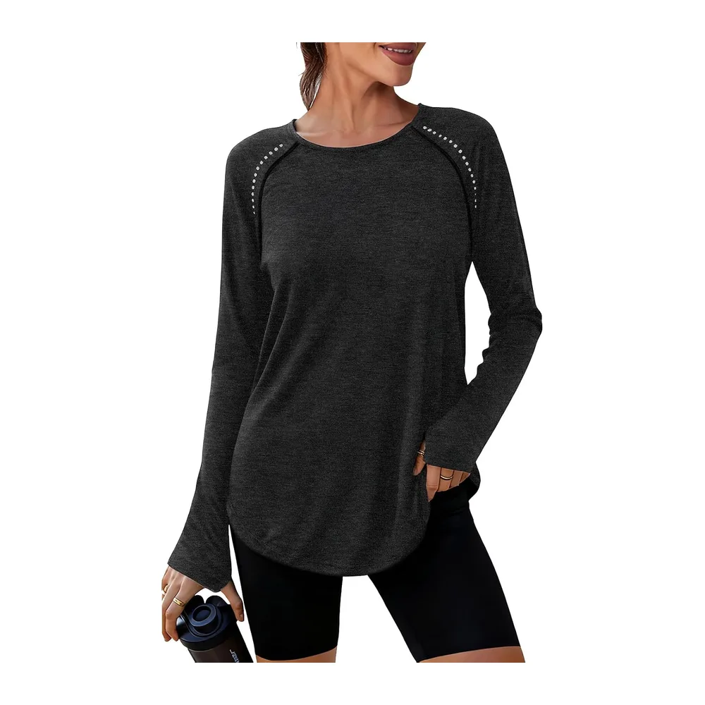 Long Sleeve Round Neck UPF 50+ Soft Anti-UV T-Shirt — Noir