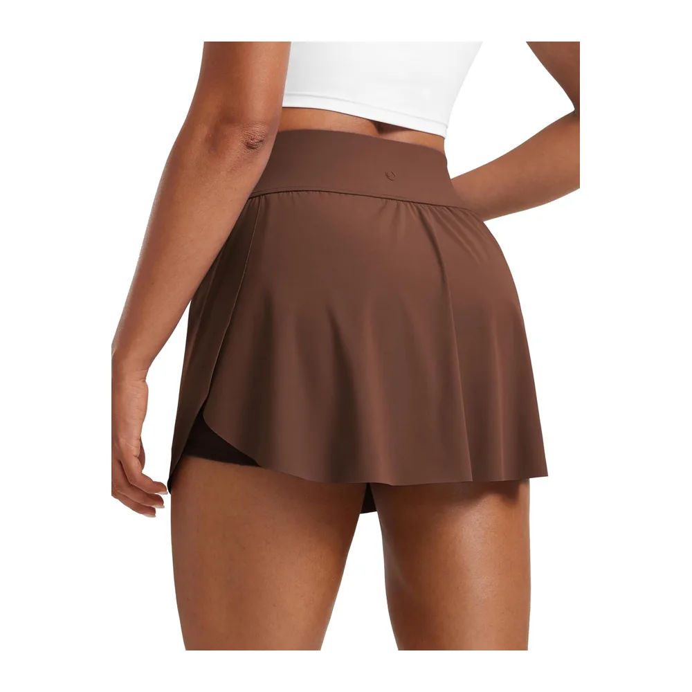 High Waist Side Slit Tennis Skirt — Café Marron
