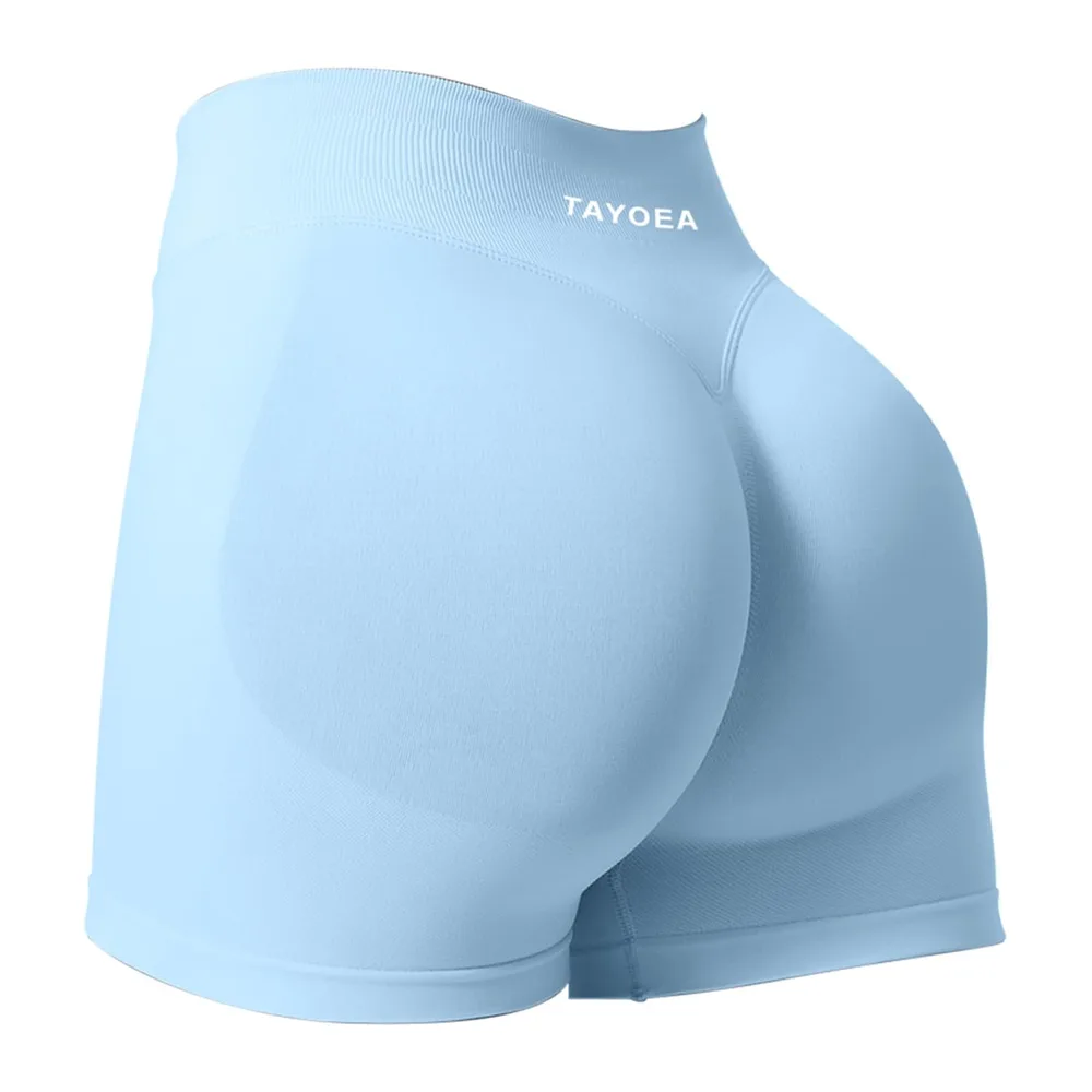 Short de Sport Scrunch Pantalon de Sport Court Push Up Court Butt Lifting — Bleu Clair