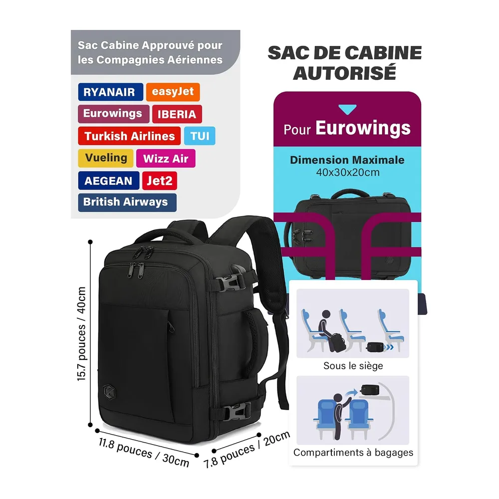 Bagage Cabine Pour Ryanair easyJet Sac à Dos Voyage