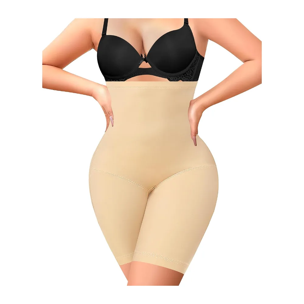 Panties Flat Stomach Invisible Shorts High Waist Slimming Panties Shapewear Panty — Beige