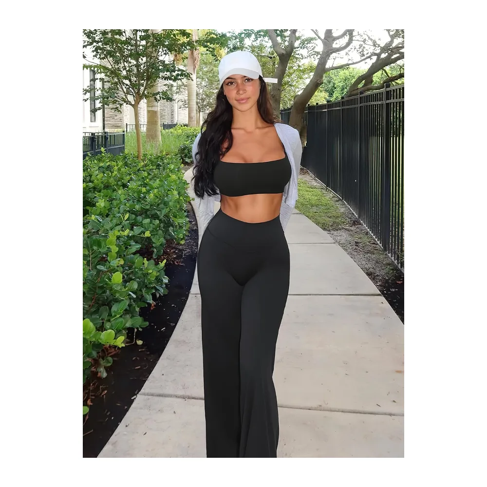 Seamless Straight Leggings for High Waist Flare Yoga Pants Sports Pants Yoga — Noir