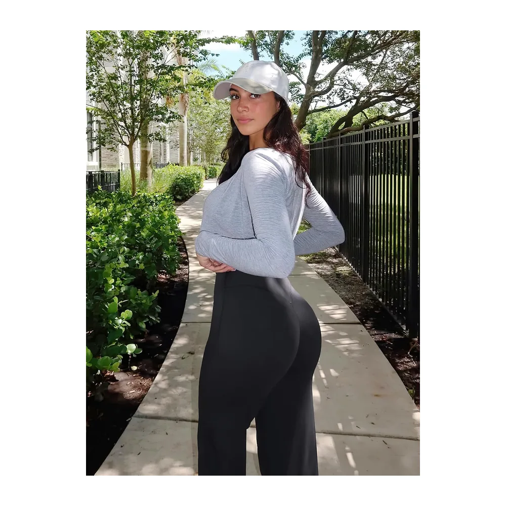 Seamless Straight Leggings for High Waist Flare Yoga Pants Sports Pants Yoga — Noir