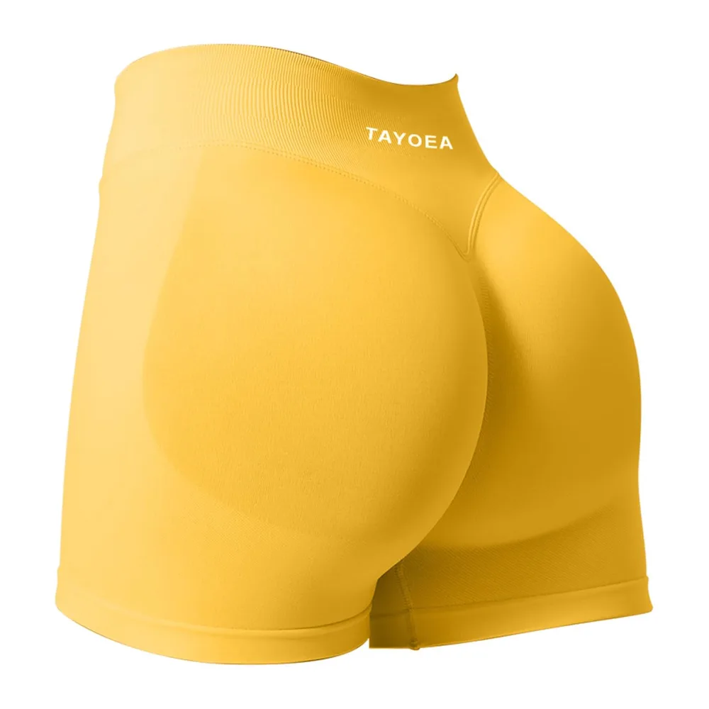 Short de Sport Scrunch Pantalon de Sport Court Push Up Court Butt — Jaune Mandarine