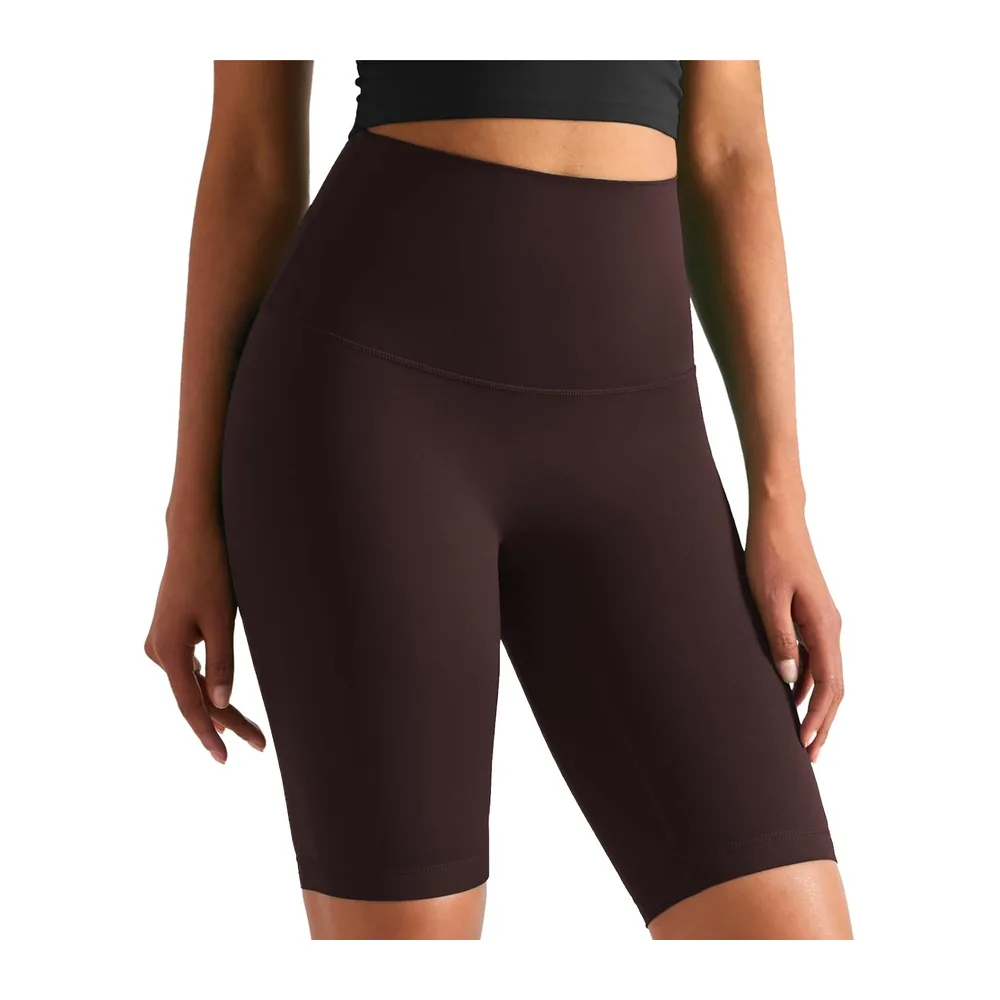 Sports Shorts High Waist Cycling Leggings Anti Friction Thigh Shorts — Marron Café