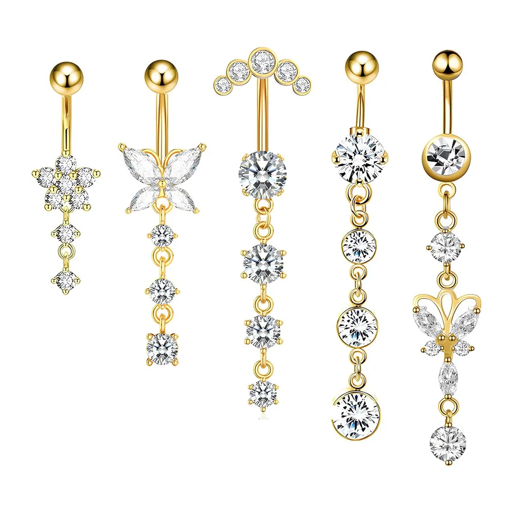 YAWYO Stainless Steel Heart Knot Belly Button Rings for Girls