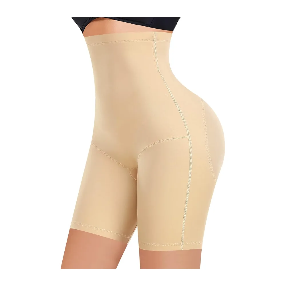 Panties Flat Stomach Invisible Shorts High Waist Slimming Panties Shapewear Panty — Beige