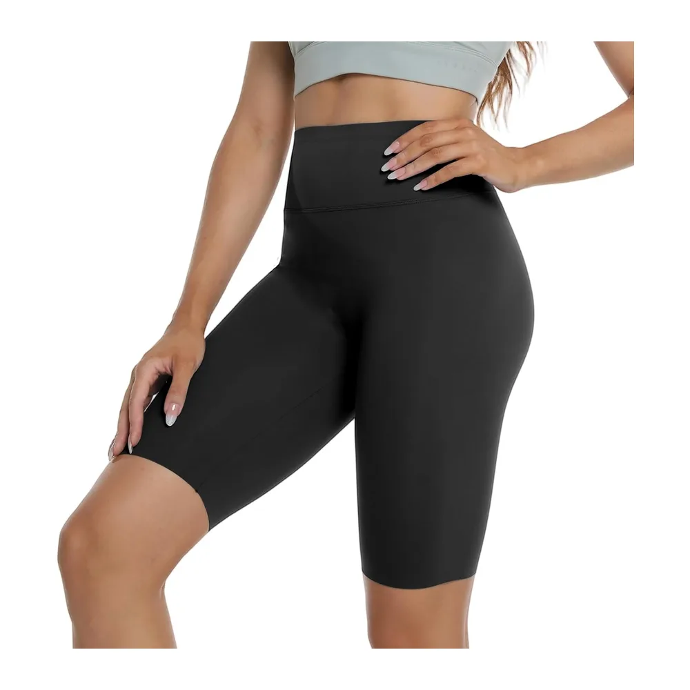 Short Yoga Taille Haute, Respirant Cycliste Pantsalon — Noir