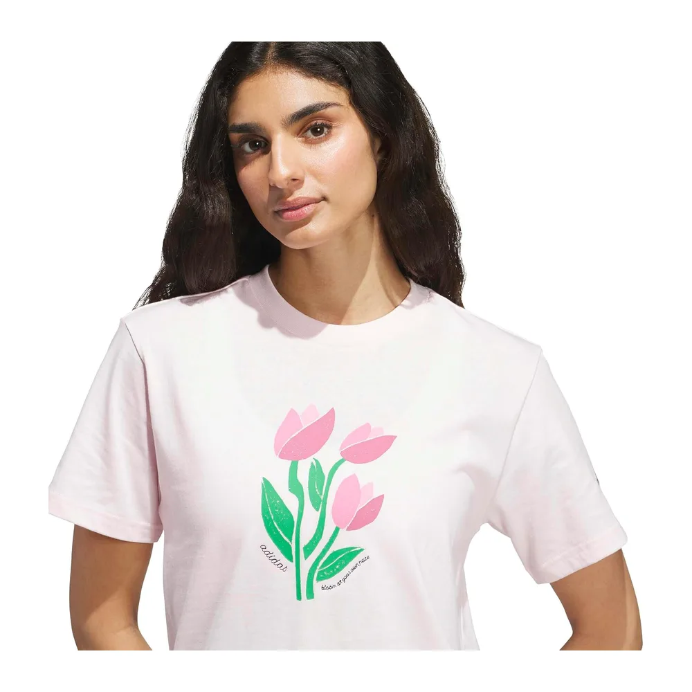 Adidas T-Shirt Graphique Floral Bloom AT Your OWN Pace — Distilled Pink