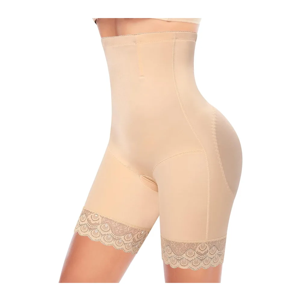 Panties Flat Stomach Invisible Shorts High Waist Slimming Panties Shapewear Panty — Beige
