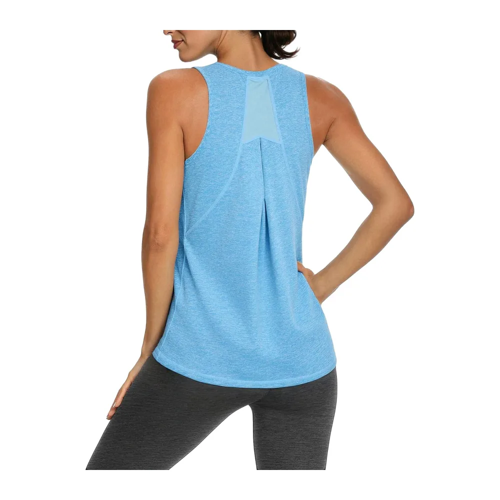 Sports Tank Top Stand Collar Breathable Back UPF 50+ — Bleu