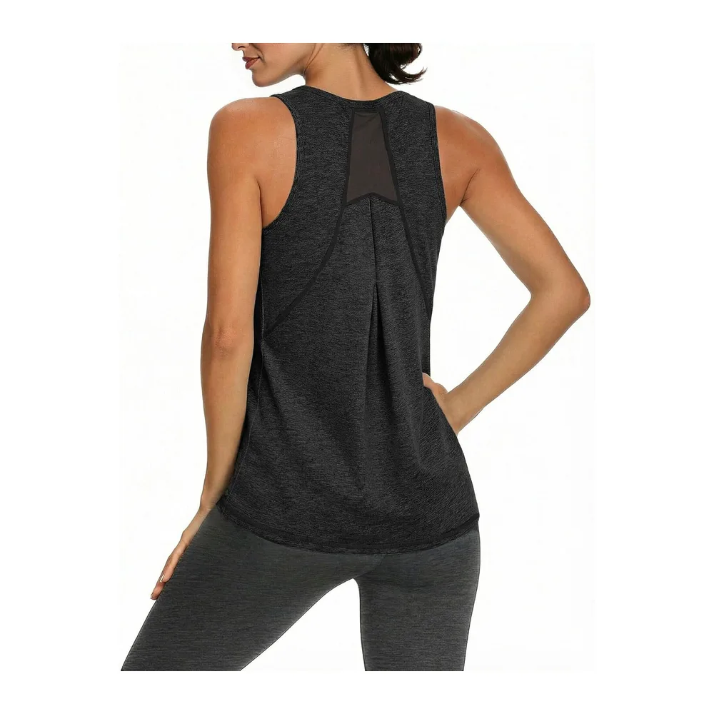 Sports Tank Top Stand Collar Breathable Back UPF 50+ — Noir