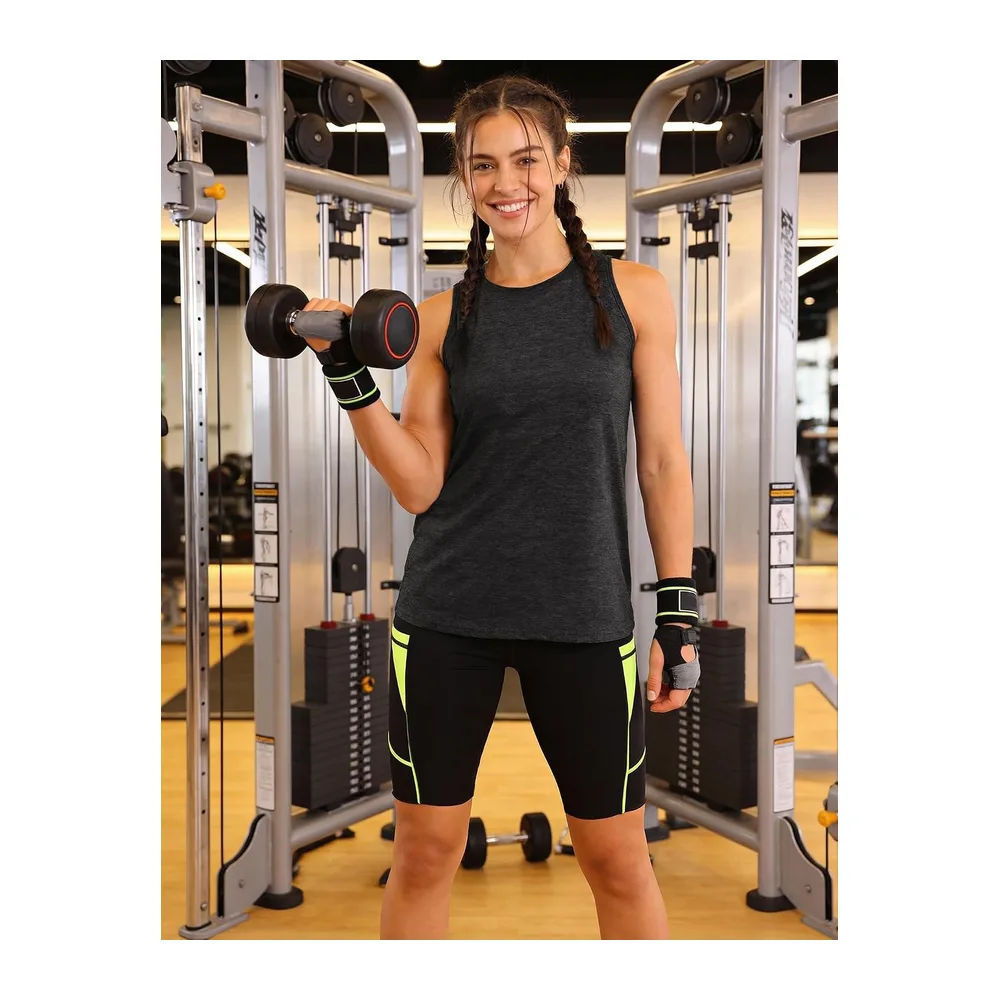 Sports Tank Top Stand Collar Breathable Back UPF 50+ — Noir