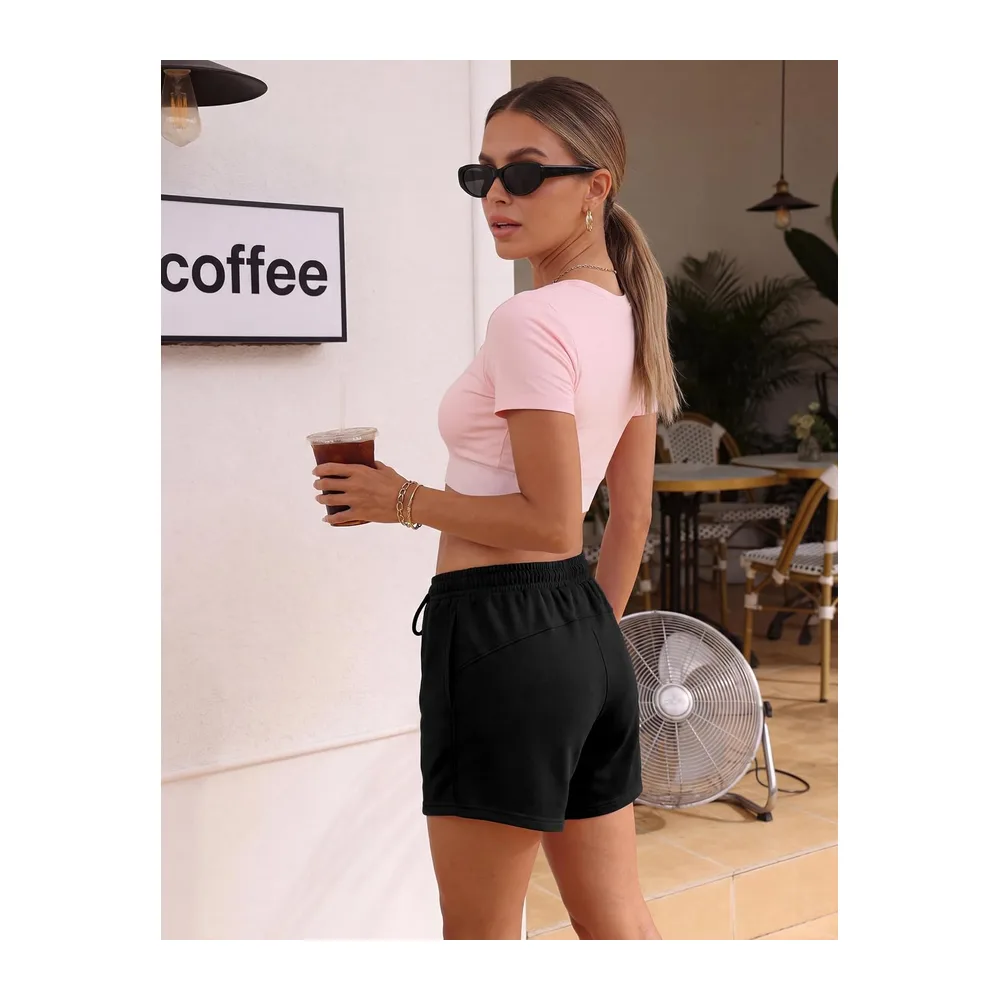 Short Été Short de Sport Running Fitness Jogging — A Noir