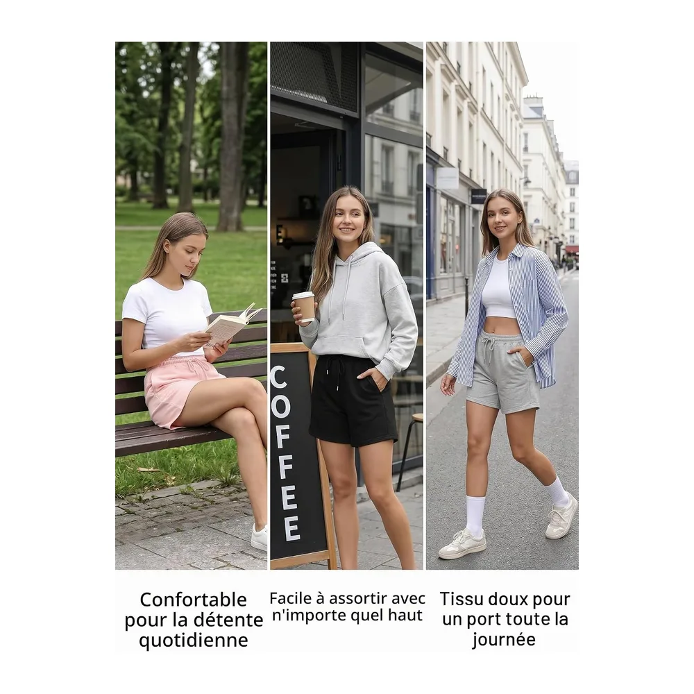 Short Été Short de Sport Running Fitness Jogging — A Noir