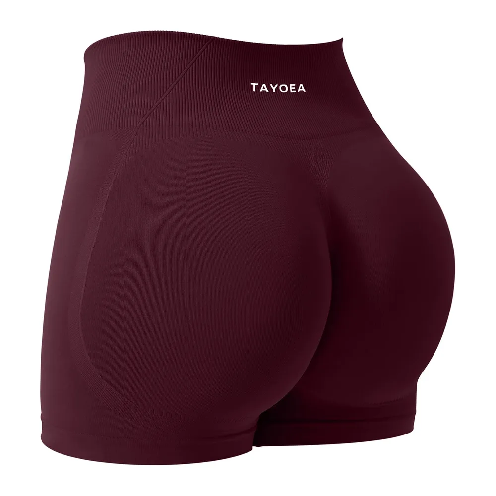Sports Shorts Push-up Effect Ideal for Fitness and Yoga Seamless Gym Shorts — Bordeaux