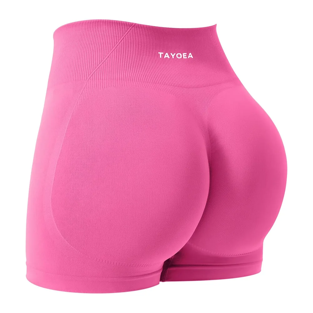 Sports Shorts Push-up Effect Ideal for Fitness and Yoga Seamless Gym Shorts — Rose Rouge