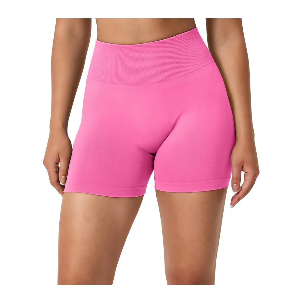 Sports Shorts Push-up Effect Ideal for Fitness and Yoga Seamless Gym Shorts — Rose Rouge
