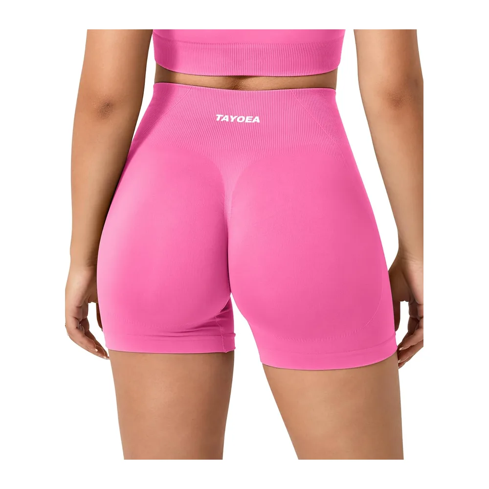 Sports Shorts Push-up Effect Ideal for Fitness and Yoga Seamless Gym Shorts — Rose Rouge