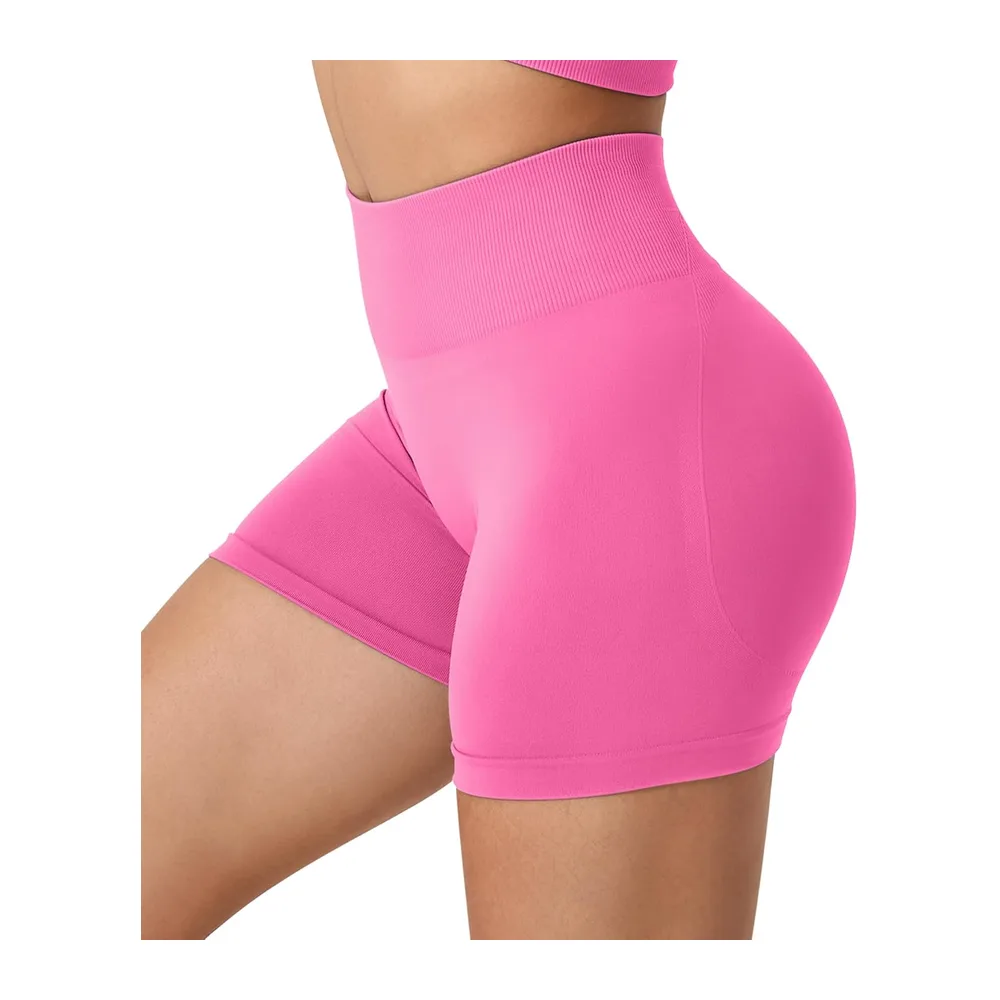 Sports Shorts Push-up Effect Ideal for Fitness and Yoga Seamless Gym Shorts — Rose Rouge