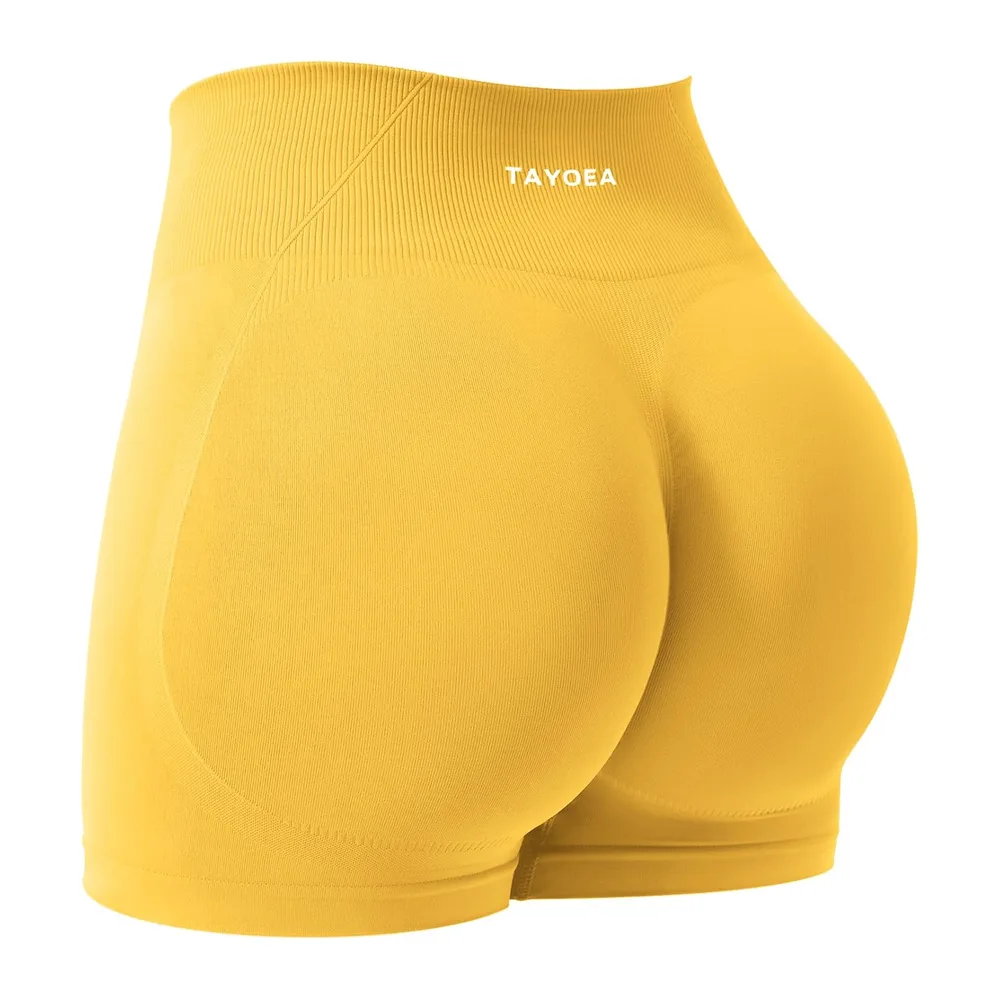 Sports Shorts Push-up Effect Ideal for Fitness and Yoga Seamless Gym Shorts — Jaune