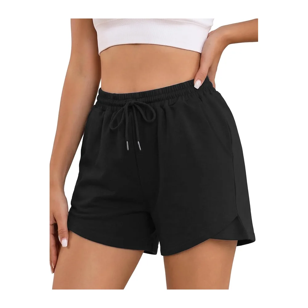 Summer Bermuda Sports Shorts with Elastic Cord and Pockets for Yoga Fitness Gym — A#noir