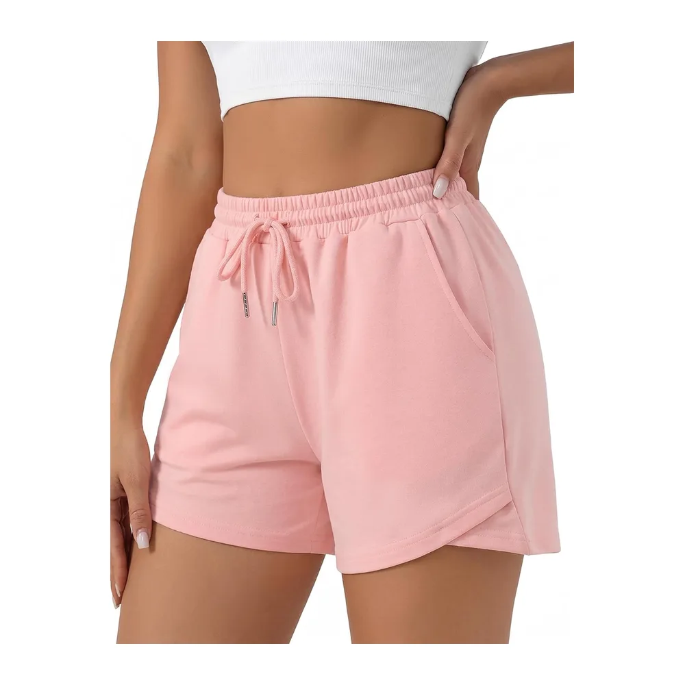 Summer Bermuda Sports Shorts with Elastic Cord and Pockets for Yoga Fitness Gym — A#rose
