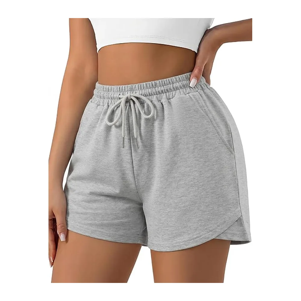 Summer Bermuda Sports Shorts with Elastic Cord and Pockets for Yoga Fitness Gym — A#gris