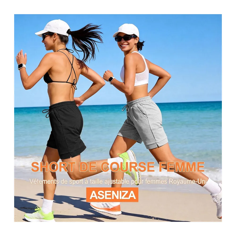 Short Sport Baggy Bermuda Shorts De Yoga Coton Été Confortable Et Léger pour L'Été — Noir