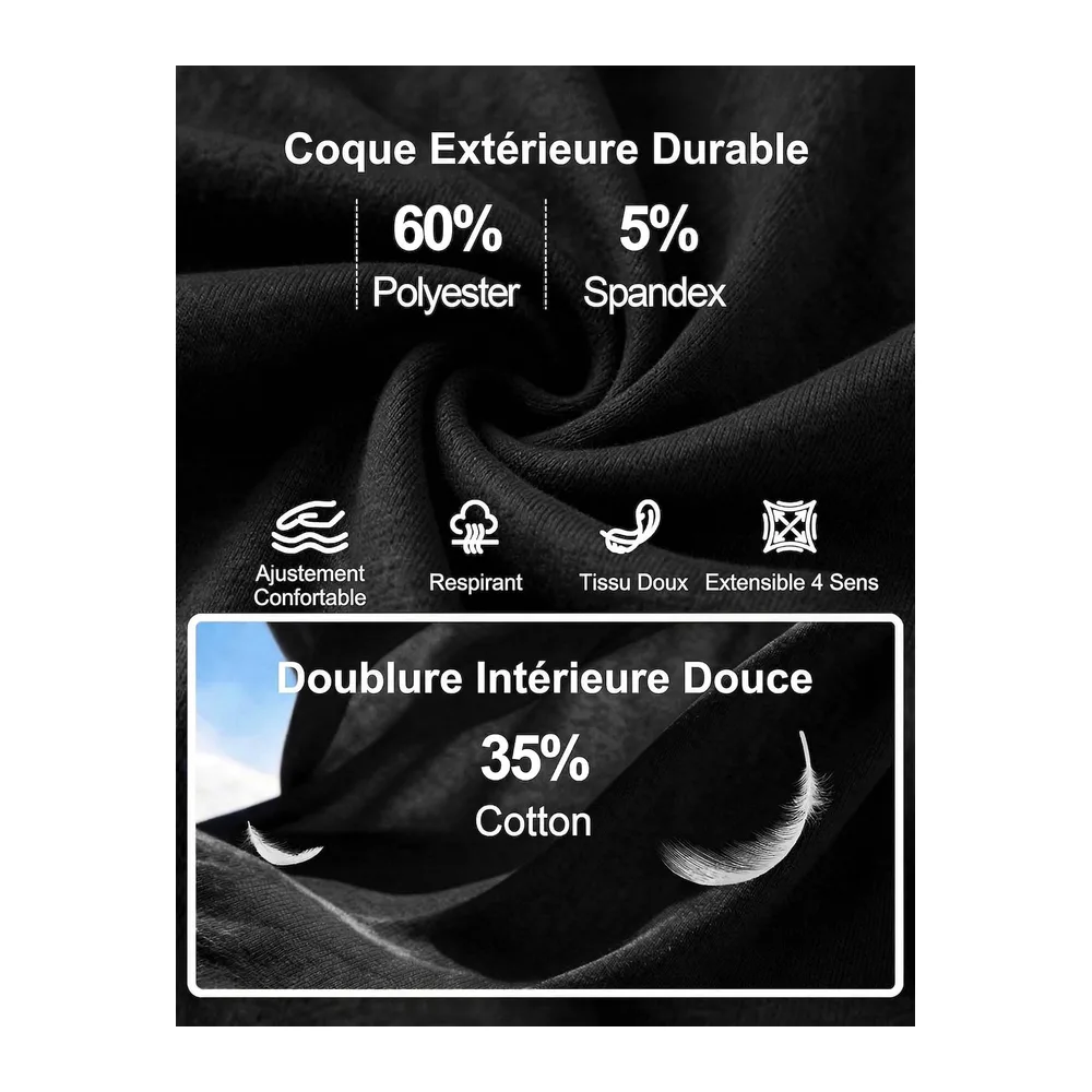Short Sport Baggy Bermuda Shorts De Yoga Coton Été Confortable Et Léger pour L'Été — Noir