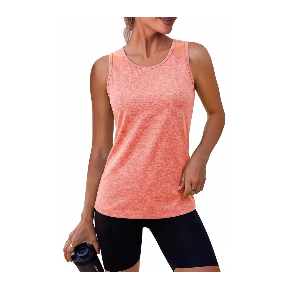 Lightweight Mesh Sleeveless Sports T-Shirt Breathable Quick Dry for Yoga — A# Orange
