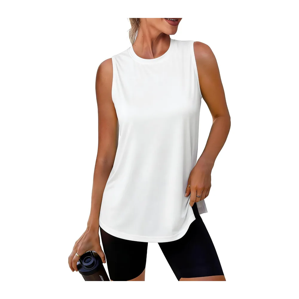 Lightweight Mesh Sleeveless Sports T-Shirt Breathable Quick Dry for Yoga — C# Blanc